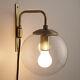 Retro Glass Globe Plug-In Wall Sconce withCord Switch No Need to Hardwire Gold