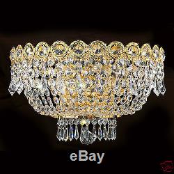 SALE French Empire 3 Light Gold Finish Crystal Wall Sconce Light Large 16x10