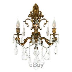 SALE Versailles 3 Light French Gold Crystal Candle Wall Sconce W17 x H24 Large