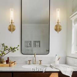 SANTOSTOCK Gold Wall Sconces Set of 2, Modern Bathroom Sconces Wall Lighting