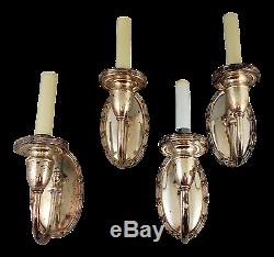 SET 4 Antique ENGLISH FRENCH SILVER PLATED Classical BRONZE WALL SCONCES Sconce