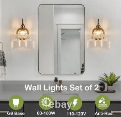 SET OF 2 Gold Porch Wall Sconces Vanity Bedroom Lighting Fixtures, Brass Light