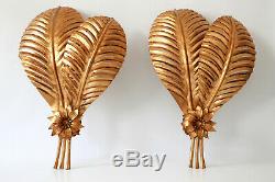 SET of TWO XXL Mid Century Modern PALM LEAF Wall Lamps SCONCES by HANS KÖGL