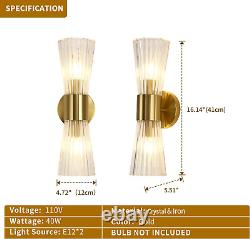 SIMILAM Modern Gold Crystal Wall Sconces, Wall Mount Wall Light Fixtures Bedroom