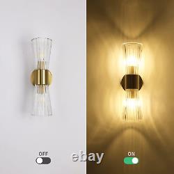 SIMILAM Modern Gold Crystal Wall Sconces, Wall Mount Wall Light Fixtures Bedroom