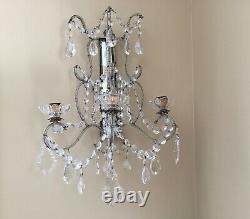 SINGLE Antique French Crystal Beaded Candelabra Wall Sconce Mirror ITALIAN