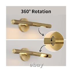 SKFWAITKW Gold Bathroom Wall Sconces, Rotatable 360° Brass Sconces Wall Lig