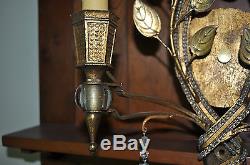 SPECTACULAR FRENCH CRYSTAL and IRON BEADED / FLORAL WALL SCONCES 1930s REWIRED