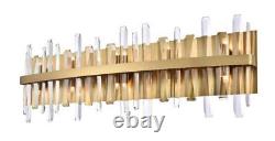 Satin Gold Bathroom Vanity Crystal Wall Sconce 10 Light Lighting Fixture 36 inch