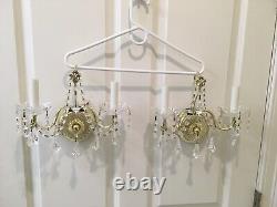 Schonbek Gold Brass And Crystal Wall Sconces