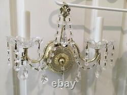 Schonbek Gold Brass And Crystal Wall Sconces