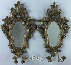 Sconces, Antique Italian Baroque Style Mirrored, Pair of Lovely Wall Decor