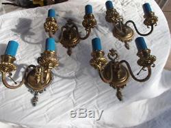 Set Of 4 French Wall Sconces In Brass