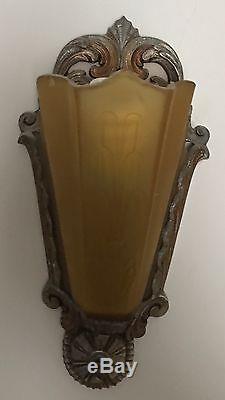 Set Of 5 1930s Antique Art Deco Wall Sconce Lights with Switch, Nice Condition