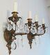 Set of 2 Antique Bronze Wall Sconces with Crystal Prisms