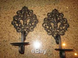 Set of 2 Iron Fleur de Lis Wall Candle Holders, Wall Sconces, French Louisana