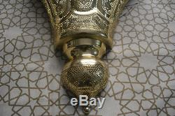 Set of 2/Pair Handcrafted Moroccan Gold Brass Wall Light Fixture Sconce Lamp