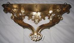 Set of 4=Homco Syroco Ornate Victorian Gold Wall Mirror Candle Sconces & Shelf