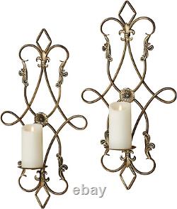 Silvana Antique Gold Candle Wall Sconce Pair Pair