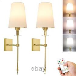 Slim Wall Light Battery Operated Sconce Set of 2, not Hardwired Gold