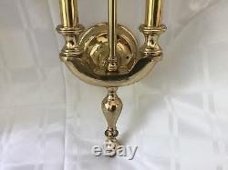 Stately Bouillotte French Empire Tole Brass Pair Wall Sconces Double Arm Lamp