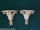 Stunning Vintage French Carved Giltwood Frond Pair Wall Sconces Shelf Bracket