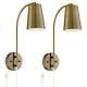 Sully Warm Brass Plug-In Wall Lamps Set of 2