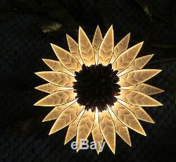Sunflower Wall Light Hollywood Chic Gilt Brass White Enamel Flowers Lamp Sconce