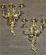Superb Pair Old Vtg Louis XV Rococo Acanthus Brass Bronze Wall Candle Sconces