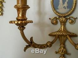 Superb & rare set of 3 French gilt bronze brass Antique wall light sconces 1920s