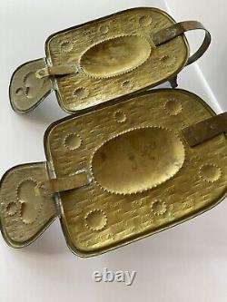 Swedish Brass Wall Sconces Candle Holders Hammered Pair RARE Signed Handearbete