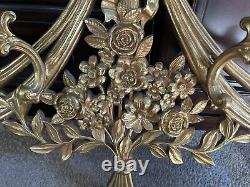 Syroco Gold 6 Candle Wall Sconce Flowers Scroll Bow 4093