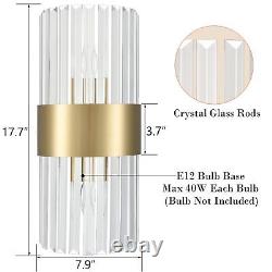 TEENYO Clear Glass Wall Sconces Set of Two Titanium Gold Wall Light Fixtures