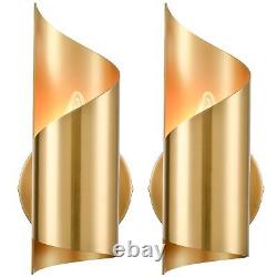 TEENYO Gold Wall Sconces Set of Two Modern Streamline Brass Sconces Wall Ligh