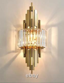 TENGIANTS Modern Wall Sconces 2-Light Gold Wall Sconce Glass Wall Light Hallw