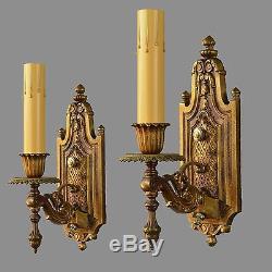 THREE PAIRS AVAILABLE Brass Regency Wall Sconces c1930 Vintage Antique Gold