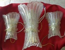 TRIS Appliques murano oro anni70 Tris of vintage wall gold sconces 70 years old
