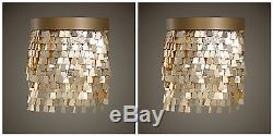 Two Shimmering Textured Gold Metal Wall Lamp Sconce Fixture Light Contemporary
