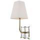 Theodora 1 Light Wall Sconce Antique Brass Finish with Off-White Linen Shade