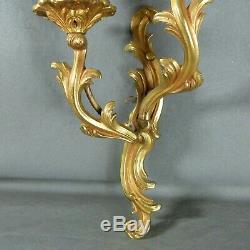 Three French Antique Bronze Rococo Chateau Style Wall Sconces Lights