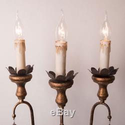 Traditional Rustic Gold Metal Scroll & Leaves Candle-Style Sconce Chic Wall Lamp