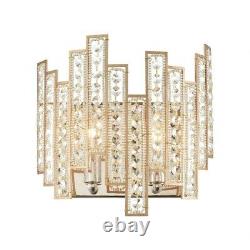 Two Light Geometric Wall Sconce with Glass Beads and Clear Crystal Strips