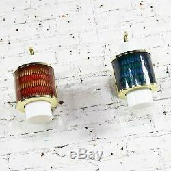 Two Moe Lighting Honeycomb Wall Sconces in Emerald Blue & Tangerine Gold