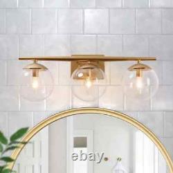UOLFIN Modern Gold Bathroom Vanity Light, 3-Light Farmhouse Brass Wall Sconce