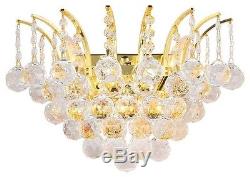 USA BRAND French Empire 3 Light GOLD Crystal Ball Wall Sconce 16W x 13H Large