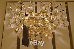 USA BRAND French Empire 3 Light GOLD Crystal Ball Wall Sconce 16W x 13H Large