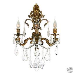 USA BRAND Versailles 3 Light French Gold & Crystal Wall Sconce Light 17 x 24