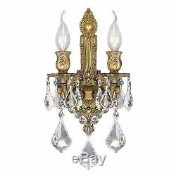 USA Versailles 2 Light French Gold Crystal Wall Sconce 12x13 H Medium