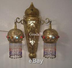 Unique Handcrafted Moroccan Gold Brass Wall Lamp Sconce Light