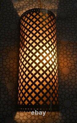 Unique PAIR of Handcrafted Moroccan Brass Wall Sconce Lamp Light Fixture